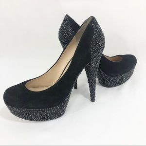 Enzo Angiolini Black Crystals Platform Heel Pump